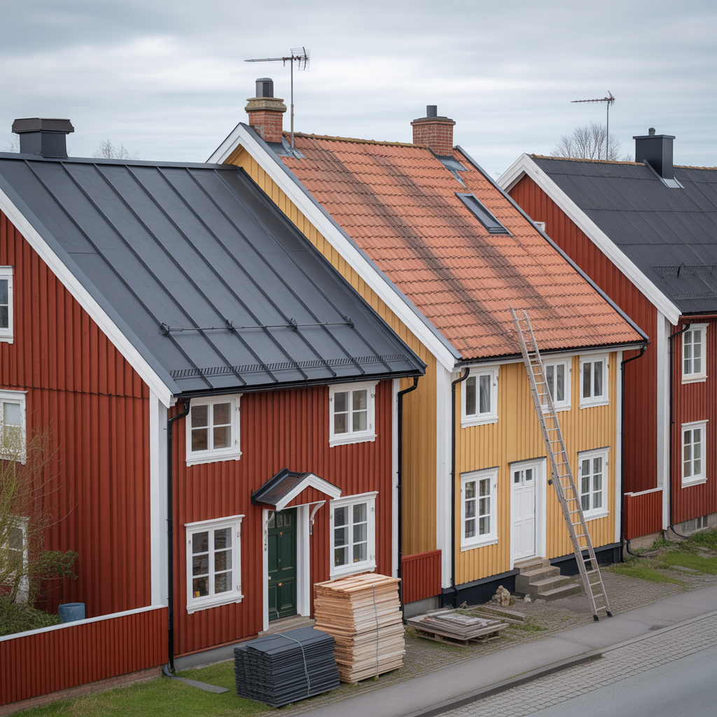 vad kostar takbyte pris per m for plat tegel papp